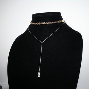 Vintagejelyfish Jewelry - Beautiful gold and silver cz choker drop necklace Vintagejelyfish Jewelry - Beautiful gold and silver cz choker drop necklace